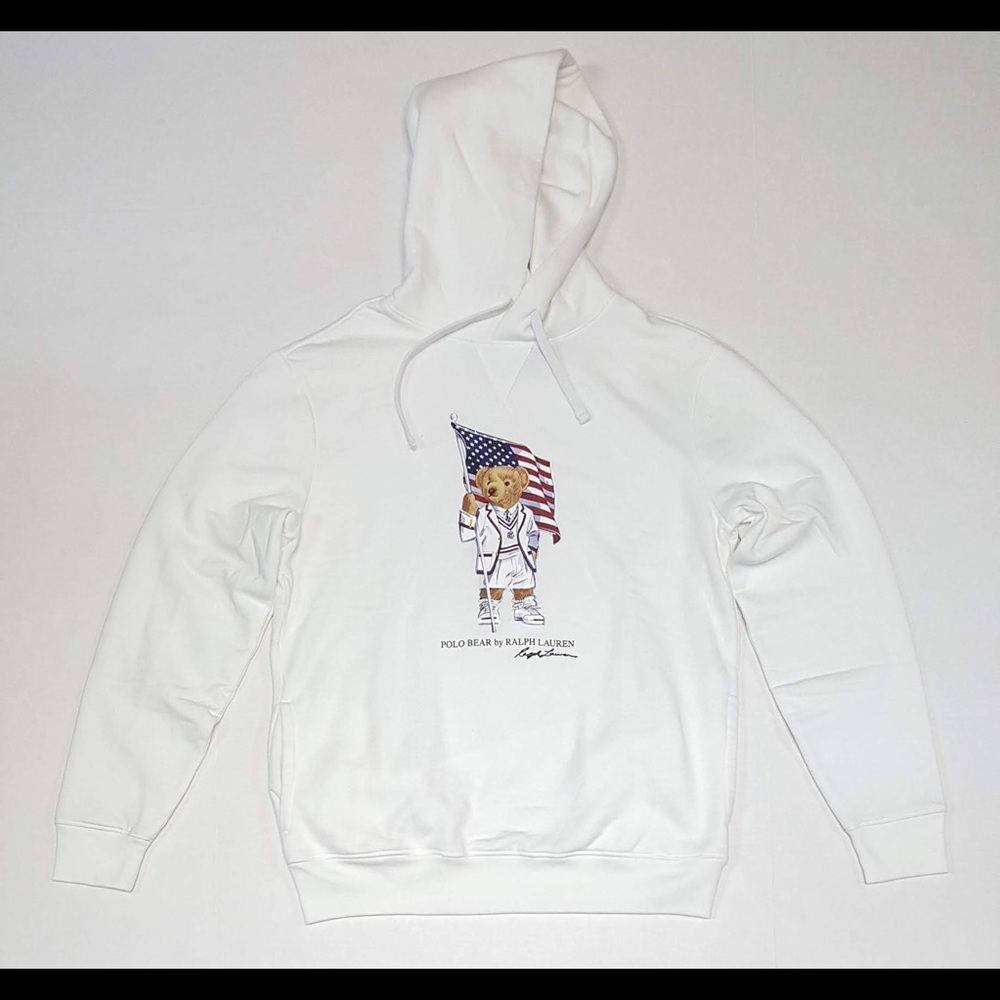 Polo Teddy Bear White Olympic Team Usa Flag Hoodie